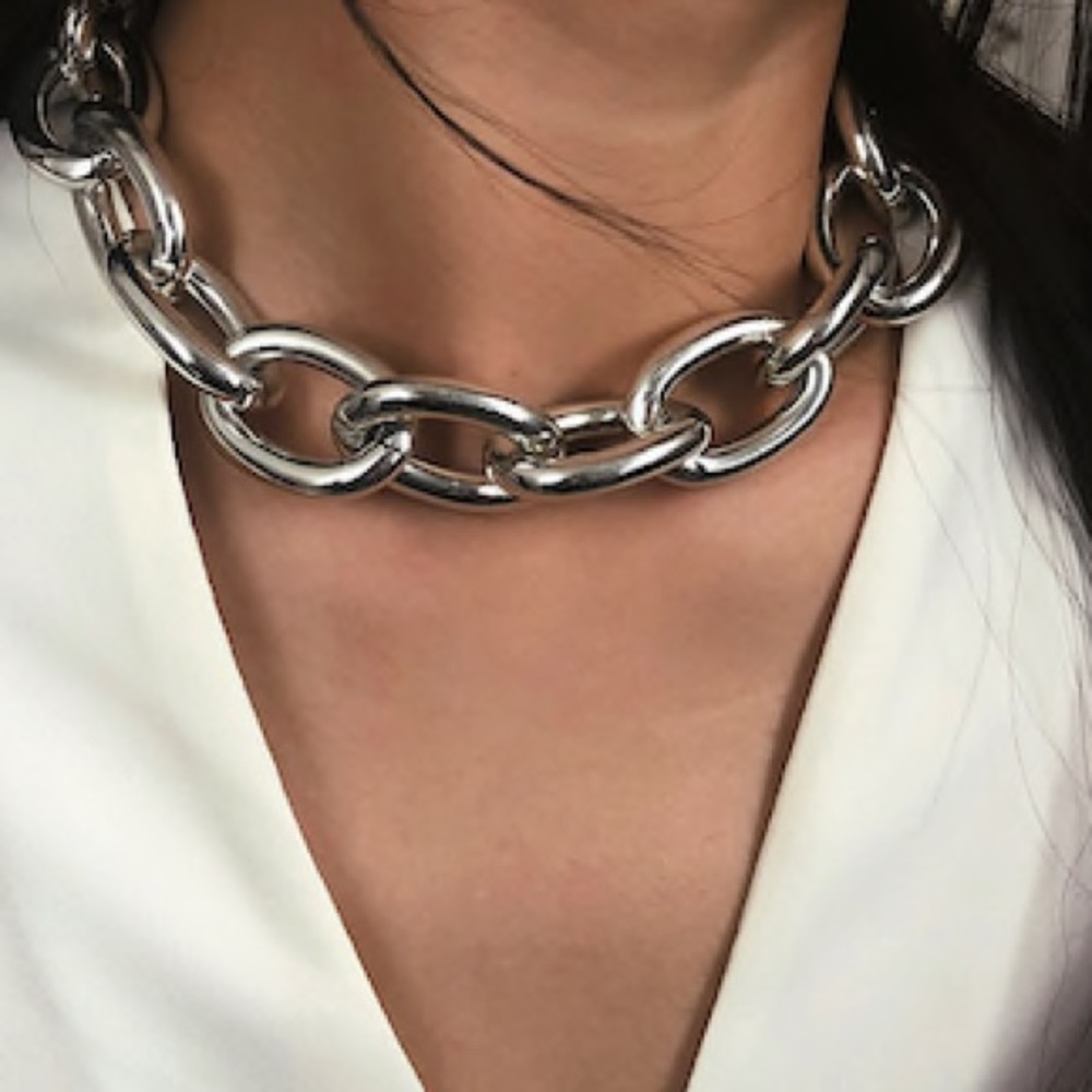 Thick Silver Chain Necklace